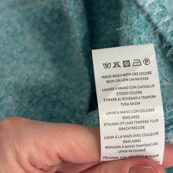 Angel Eye‎ Sweater Small Blue Waffle Tunic Pocket Smock Fuzzy Career Lounge Long - Picture 10 of 10